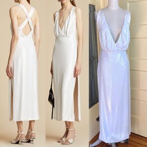$3,400 Khaite Milo Sequin Plunge Neck Dress